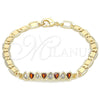 Pulsera Elegante 03.63.2151.1.07 Oro Laminado, Diseño de Gota, con Granate and Blanca Zirconia Cubica, Pulido, Tono Dorado (06 MM Thickness, 7 Inches Length)