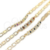 Pulsera Elegante 03.63.2151.1.07 Oro Laminado, Diseño de Gota, con Granate and Blanca Zirconia Cubica, Pulido, Tono Dorado (06 MM Thickness, 7 Inches Length)