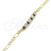 Pulsera Elegante 03.63.2152.1.07 Oro Laminado, Diseño de Gota, con Negro and Blanca Zirconia Cubica, Pulido, Tono Dorado (04 MM Thickness, 7 Inches Length)