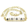 Pulsera Elegante 03.63.2152.1.07 Oro Laminado, Diseño de Gota, con Negro and Blanca Zirconia Cubica, Pulido, Tono Dorado (04 MM Thickness, 7 Inches Length)