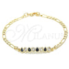 Pulsera Elegante 03.63.2152.1.07 Oro Laminado, Diseño de Gota, con Negro and Blanca Zirconia Cubica, Pulido, Tono Dorado (04 MM Thickness, 7 Inches Length)