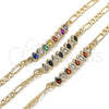 Pulsera Elegante 03.63.2152.1.07 Oro Laminado, Diseño de Gota, con Negro and Blanca Zirconia Cubica, Pulido, Tono Dorado (04 MM Thickness, 7 Inches Length)
