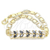 Pulsera Elegante 03.63.2153.1.07 Oro Laminado, Diseño de Oja, con Negro and Blanca Zirconia Cubica, Pulido, Tono Dorado (06 MM Thickness, 7 Inches Length)
