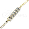 Pulsera Elegante 03.63.2154.1.08 Oro Laminado, Diseño de Oja, con Negro and Blanca Zirconia Cubica, Pulido, Tono Dorado (04 MM Thickness, 8 Inches Length)