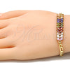 Pulsera Elegante 03.63.2154.2.08 Oro Laminado, Diseño de Oja, con Multicolor Zirconia Cubica, Pulido, Tono Dorado (04 MM Thickness, 8 Inches Length)