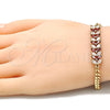 Pulsera Elegante 03.63.2155.08 Oro Laminado, Diseño de Oja, con Granate and Blanca Zirconia Cubica, Pulido, Tono Dorado (8 Inches Length)