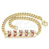Pulsera Elegante 03.63.2155.08 Oro Laminado, Diseño de Oja, con Granate and Blanca Zirconia Cubica, Pulido, Tono Dorado (8 Inches Length)