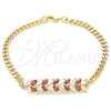 Pulsera Elegante 03.63.2155.08 Oro Laminado, Diseño de Oja, con Granate and Blanca Zirconia Cubica, Pulido, Tono Dorado (8 Inches Length)