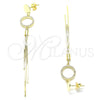 Arete Largo 02.186.0197.1 Plata Rodinada, con Zirconia Cubica Blanca, Pulido, Tono Dorado