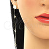 Arete Largo 02.186.0199.1 Plata Rodinada, con Zirconia Cubica Blanca, Pulido, Tono Dorado