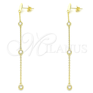 Arete Largo 02.186.0199.1 Plata Rodinada, con Zirconia Cubica Blanca, Pulido, Tono Dorado