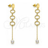 Arete Largo 02.186.0202.1 Plata Rodinada, con Zirconia Cubica Blanca, Pulido, Tono Dorado