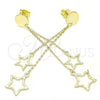 Arete Dormilona 02.186.0203.1 Plata Rodinada, Diseño de Estrella, Pulido, Tono Dorado