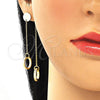 Arete Largo 02.186.0204.1 Plata Rodinada, Diseño de Amor, con Zirconia Cubica Blanca, Pulido, Tono Dorado