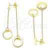 Arete Largo 02.186.0204.1 Plata Rodinada, Diseño de Amor, con Zirconia Cubica Blanca, Pulido, Tono Dorado