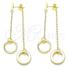 Arete Largo 02.186.0204.1 Plata Rodinada, Diseño de Amor, con Zirconia Cubica Blanca, Pulido, Tono Dorado