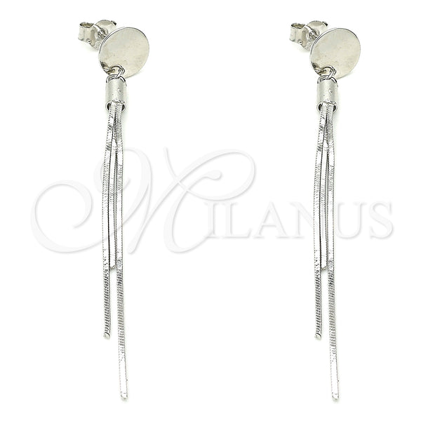 Arete Largo 02.186.0205 Plata Rodinada, Pulido, Rodinado