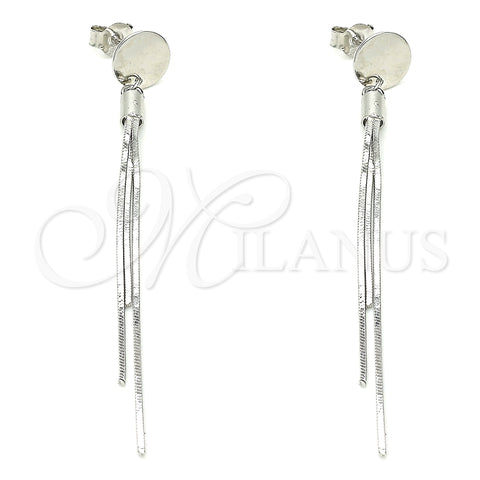 Arete Largo 02.186.0205 Plata Rodinada, Pulido, Rodinado