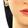 Juego de Arete y Dije de Adulto 10.186.0034.1 Plata Rodinada, con Zirconia Cubica Vitrail Medium y Blanca, Pulido, Tono Dorado