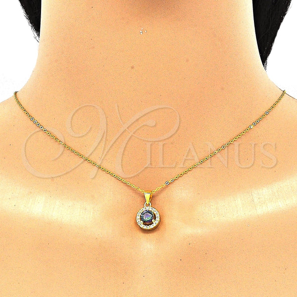 Juego de Arete y Dije de Adulto 10.186.0035.1 Plata Rodinada, con Zirconia Cubica Vitrail Medium y Cristal Blanca, Pulido, Tono Dorado