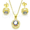 Juego de Arete y Dije de Adulto 10.186.0035.1 Plata Rodinada, con Zirconia Cubica Vitrail Medium y Cristal Blanca, Pulido, Tono Dorado
