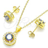 Juego de Arete y Dije de Adulto 10.186.0035.1 Plata Rodinada, con Zirconia Cubica Vitrail Medium y Cristal Blanca, Pulido, Tono Dorado