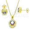 Juego de Arete y Dije de Adulto 10.186.0035.1 Plata Rodinada, con Zirconia Cubica Vitrail Medium y Cristal Blanca, Pulido, Tono Dorado