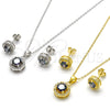 Juego de Arete y Dije de Adulto 10.186.0035.1 Plata Rodinada, con Zirconia Cubica Vitrail Medium y Cristal Blanca, Pulido, Tono Dorado