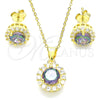 Juego de Arete y Dije de Adulto 10.186.0036.1 Plata Rodinada, con Zirconia Cubica Vitrail Medium y Blanca, Pulido, Tono Dorado