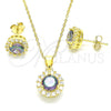 Juego de Arete y Dije de Adulto 10.186.0036.1 Plata Rodinada, con Zirconia Cubica Vitrail Medium y Blanca, Pulido, Tono Dorado