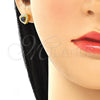 Juego de Arete y Dije de Adulto 10.186.0038.1 Plata Rodinada, Diseño de Corazón, con Zirconia Cubica Vitrail Medium y Cristal Blanca, Pulido, Tono Dorado