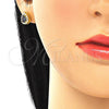 Juego de Arete y Dije de Adulto 10.186.0041.1 Plata Rodinada, Diseño de Gota, con Zirconia Cubica Vitrail Medium y Blanca, Pulido, Tono Dorado