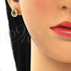 Juego de Arete y Dije de Adulto 10.186.0042.1 Plata Rodinada, Diseño de Gota, con Zirconia Cubica Vitrail Medium y Blanca, Pulido, Tono Dorado