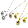 Juego de Arete y Dije de Adulto 10.186.0042.1 Plata Rodinada, Diseño de Gota, con Zirconia Cubica Vitrail Medium y Blanca, Pulido, Tono Dorado
