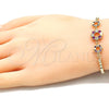 Pulsera Bolo Ajustable 03.233.0015.1.12 Oro Laminado, Diseño de Flor y Corona, con Rubi and Blanca Zirconia Cubica, Pulido, Tono Dorado (01 MM Thickness, 12 Inches Length)