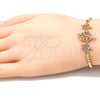 Pulsera Bolo Ajustable 03.233.0017.1.12 Oro Laminado, Diseño de Corazón, con Zirconia Cubica Rubi y Blanca, Pulido, Tono Dorado (Grosor 01 MM, 12 Pulgadas de Largo)