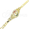 Pulsera Elegante 03.253.0045.08 Oro Laminado, Diseño de San Benito y Mariposa, con Multicolor Cristal, Pulido, Tono Dorado (06 MM Thickness, 8 Inches Length)