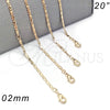 Gargantilla Basica 04.213.0050.20 Oro Laminado, Pulido, Tono Dorado (02 MM Thickness, 20 Inches Length)