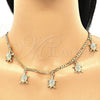 Collar, Pulsera y Dije 06.213.0005 Oro Laminado, Diseño de Tortuga, con Blanca Cristal, Pulido, Tono Dorado