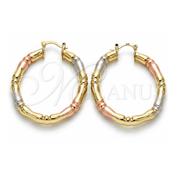 Argolla Mediana 02.170.0257.1.40 Oro Laminado, Diseño de Hueco, Pulido, Tres Tonos