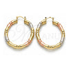 Argolla Mediana 02.170.0257.1.40 Oro Laminado, Diseño de Hueco, Pulido, Tres Tonos