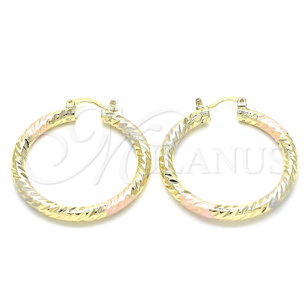 Argolla Mediana 02.170.0229.1.40 Oro Laminado, Diseño de Hueco, Diamantado, Tres Tonos