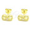 Arete Dormilona 02.369.0035.2 Plata Rodinada, Diseño de Infinito, con Zirconia Cubica Blanca, Pulido, Tono Dorado