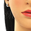 Arete Dormilona 02.369.0036 Plata Rodinada, Diseño de Luna, con Zirconia Cubica Blanca, Pulido, Rodinado