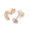 Arete Dormilona 02.369.0036.1 Plata Rodinada, Diseño de Luna, con Zirconia Cubica Blanca, Pulido, Tono Rosado