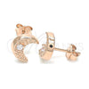 Arete Dormilona 02.369.0036.1 Plata Rodinada, Diseño de Luna, con Zirconia Cubica Blanca, Pulido, Tono Rosado
