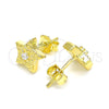 Arete Dormilona 02.369.0037.2 Plata Rodinada, Diseño de Estrella, con Zirconia Cubica Blanca, Pulido, Tono Dorado