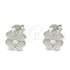 Arete Dormilona 02.369.0038 Plata Rodinada, Diseño de Trébol de Cuatro Hojas, con Zirconia Cubica Blanca, Pulido, Rodinado