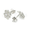 Arete Dormilona 02.369.0038 Plata Rodinada, Diseño de Trébol de Cuatro Hojas, con Zirconia Cubica Blanca, Pulido, Rodinado