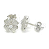 Arete Dormilona 02.369.0038 Plata Rodinada, Diseño de Trébol de Cuatro Hojas, con Zirconia Cubica Blanca, Pulido, Rodinado